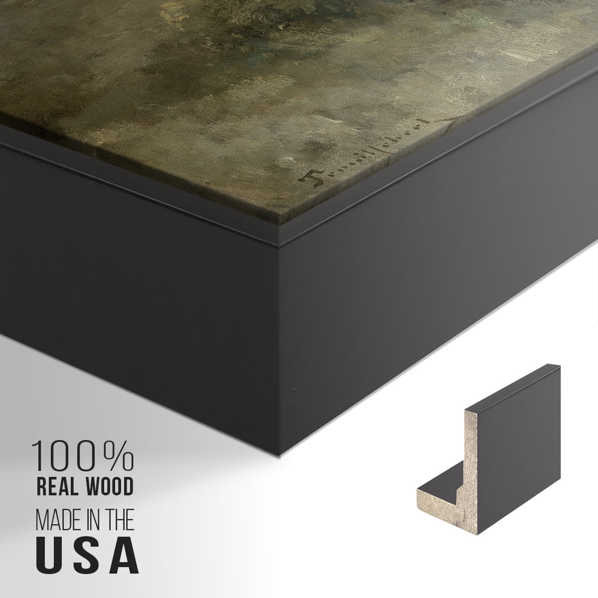 Vintage Landscape-MXVIII By Wexford Home Framed in Black Wood Gallery Wrapped Canvas 27 in. x 41 in.