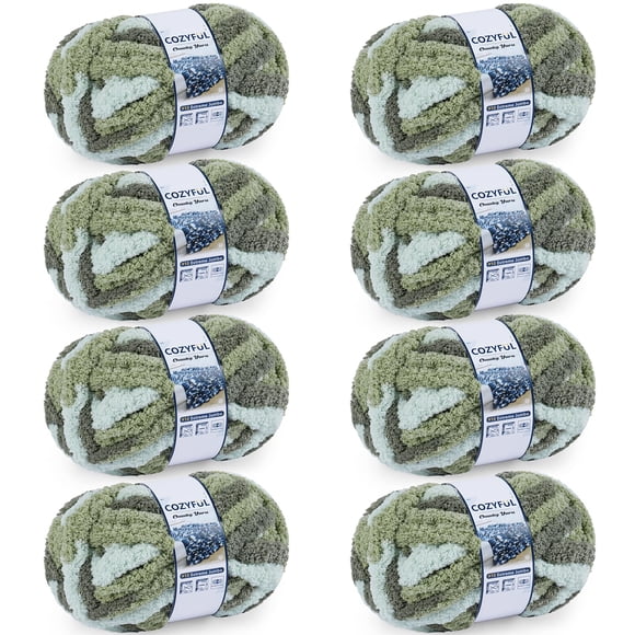 Harn Cozyful Chunky Chenille #10 para tejer a mano 8 madejas