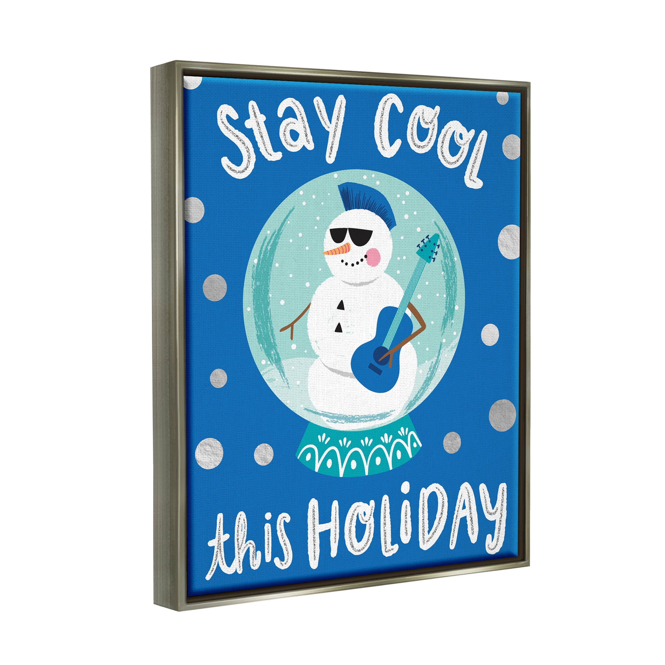 Stay Cool This Holiday Musician Snowman Holiday Graphic Art Luster Gray Framed Art Print Wall Art