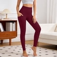 thumbnail image 4 of TGPMGRZ Leggings for Women Lifting High Waisted Elastic Yoga Pants Workout Leggings with Pockets Yoga Leggings for Sport Red Size M, 4 of 5