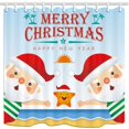 thumbnail image 1 of ABPHQTO Christmas Sunshine Beach Santa Summer Amorous Feelings Tejido de poliéster Baño Cortina de ducha 160x180 cm, 1 of 1