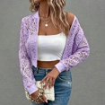 thumbnail image 5 of Gynyvoja Women Lace Cropped Bombers Jacket Long Sleeve Zip Up Sheer Lightweights Cardigan XXL, 5 of 7