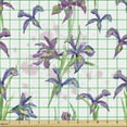 thumbnail image 2 of Ambesonne Floral Fabric by the Yard Upholstery, Watercolor Iris Flowers Art, 5 Yards, White and Multicolor, 2 of 5
