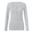 thumbnail image 3 of Clearance! Lisingtool long sleeve shirts for women Womens V Neck Shirts Long Sleeve Solid Button Down Basic Tops Tees Grey, 3 of 3