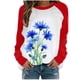 thumbnail image 1 of Moda Mujer Primavera Otoño Patchwork Impreso Mangas Largas Cuello Redondo Casual Tee Tops Fridja hkj3097, 1 of 6