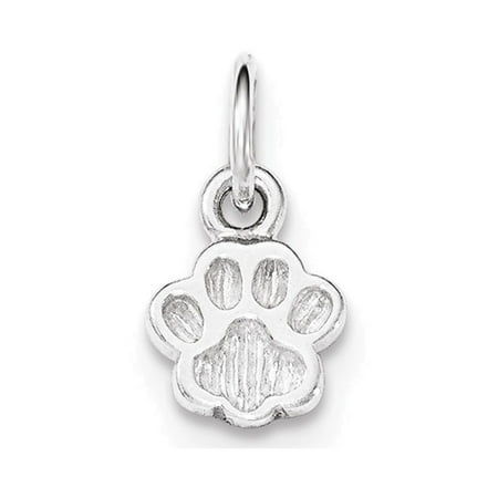 Outline Sterling Silver Charm - Sterling Silver Polished and Textured Paw Print Charm