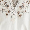 thumbnail image 5 of Levmjia Women's Tops Fashion V-Neck Pullover Cotton Linen Blouse Mid Sleeve Embroidered Casual Polyester Comfortable Shirt Spring Summer, 5 of 5