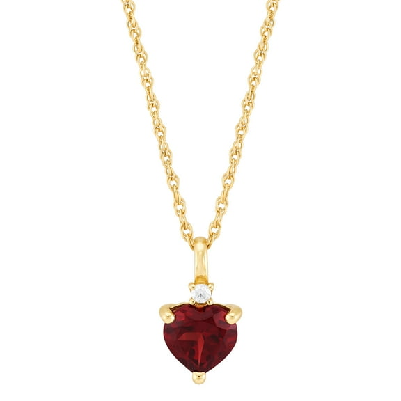 Brilliance Fine Jewelry Garnet Heart Pendant in 14KT Gold Plated Sterling Silver