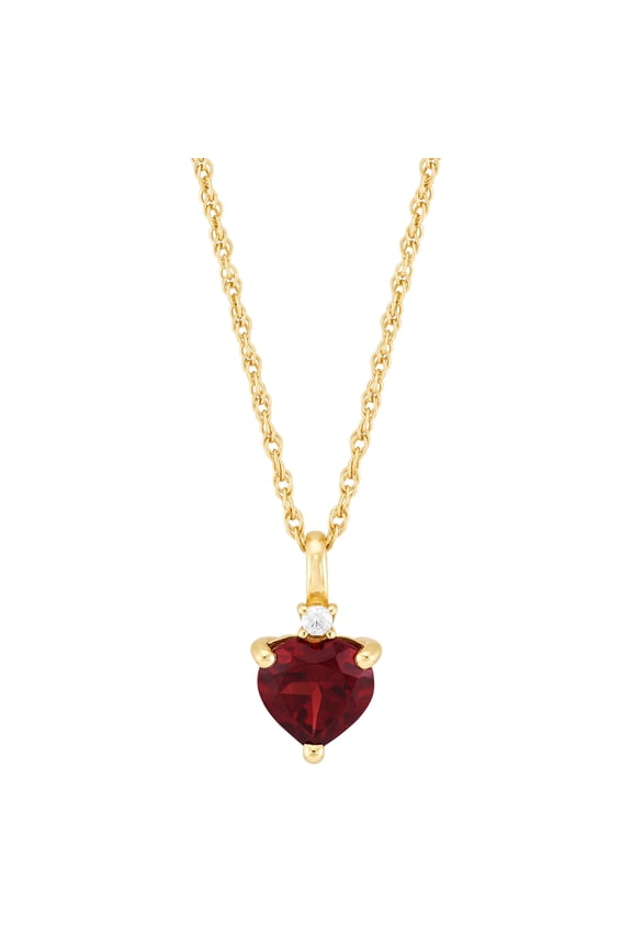 Garnet Heart Pendant in 14KT Gold Plated Sterling Silver