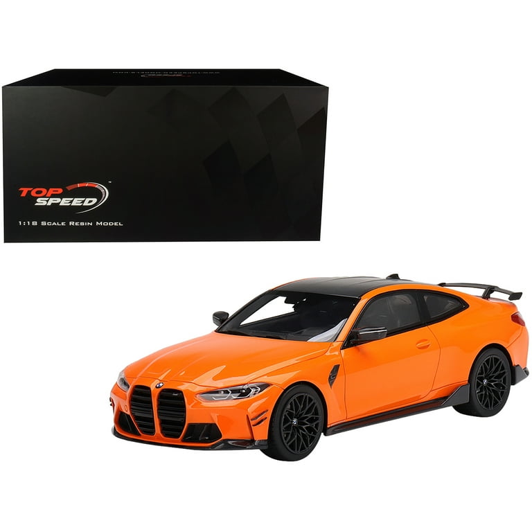 Diecast BMW M4 M-Performance (G82) Fire Orange with Carbon Top 1/18 Model  Car by Top Speed