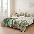 thumbnail image 2 of Twin XL Quilt Set 68''x98'', Vintage Green Cactus Lightweight Bedspread Coverlet Set with 2 Pillow Shams, Spring Floral Watercolor Botanical Breathable All Season Quilt Bedding for Dorm/Guest Room, 2 of 9