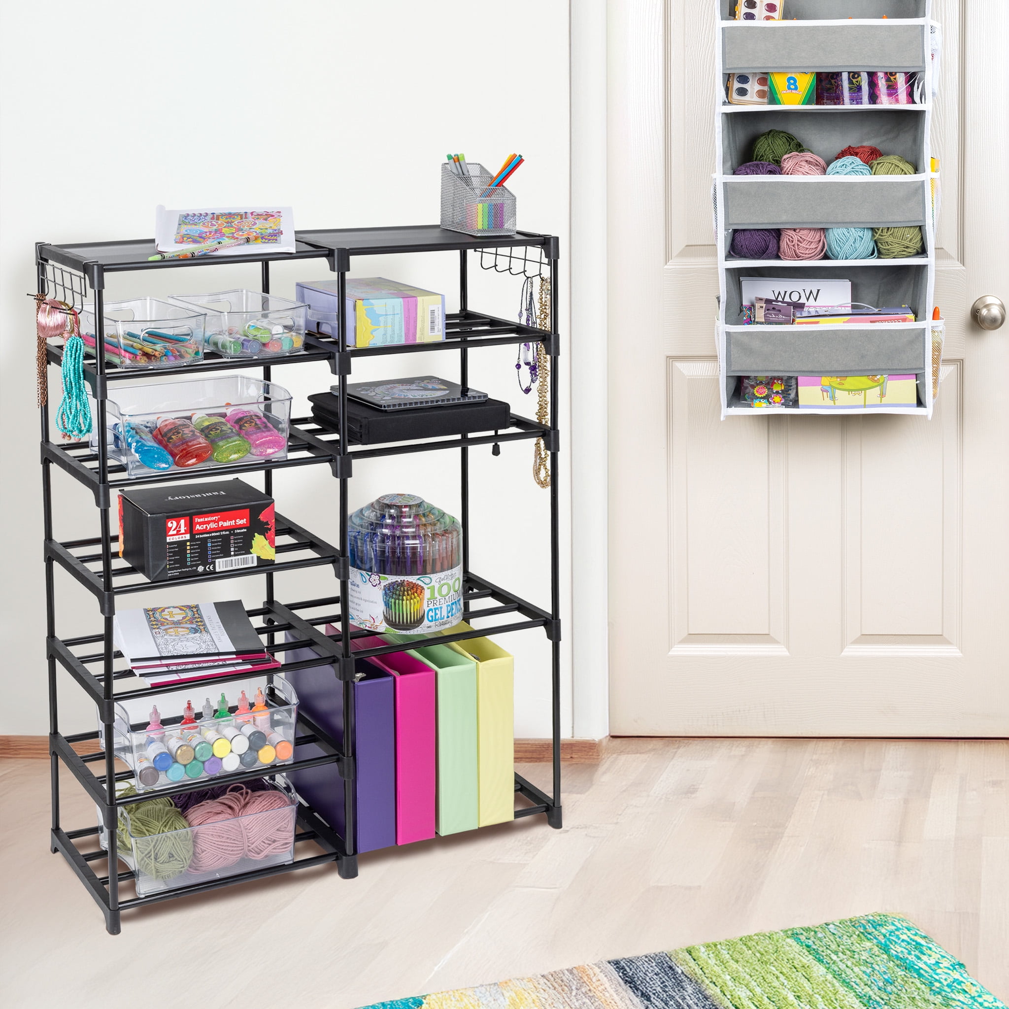 Mainstays Black 7-Tier Shoe Rack with Space-Saving Design, Holds 21 Pairs