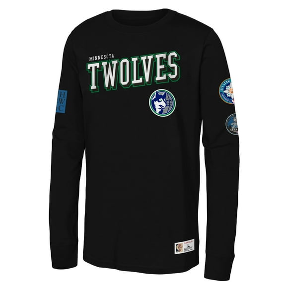 Youth Mitchell & Ness Black Minnesota Timberwolves Hardwood Classics Training Camp Long Sleeve T-Shirt
