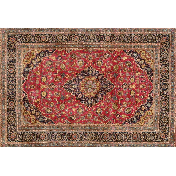 Ahgly Company Machine Washable Indoor Rectangle Traditional Fire Brick Red Area Rugs, 6' x 9'