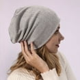 thumbnail image 4 of Tittly Winter Hats Beanie Knitted Double Layer Hot Drill To Keep Warm Neutral Loose Lightweight Hip Hop Soft Cotton Casual Elastic Wool Hat Skull Caps Hats for Women Grey One Size, 4 of 5