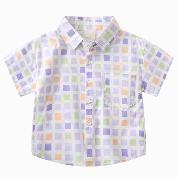 Splozh Toddler Boy Collared Shirt 1T 2T 3T 4T 5T 6T Short Sleeve Summer Cotton Lapel Collar Dress Shirt Boys Button Down Shirt Boys Beach Shirt White,5-6 Years