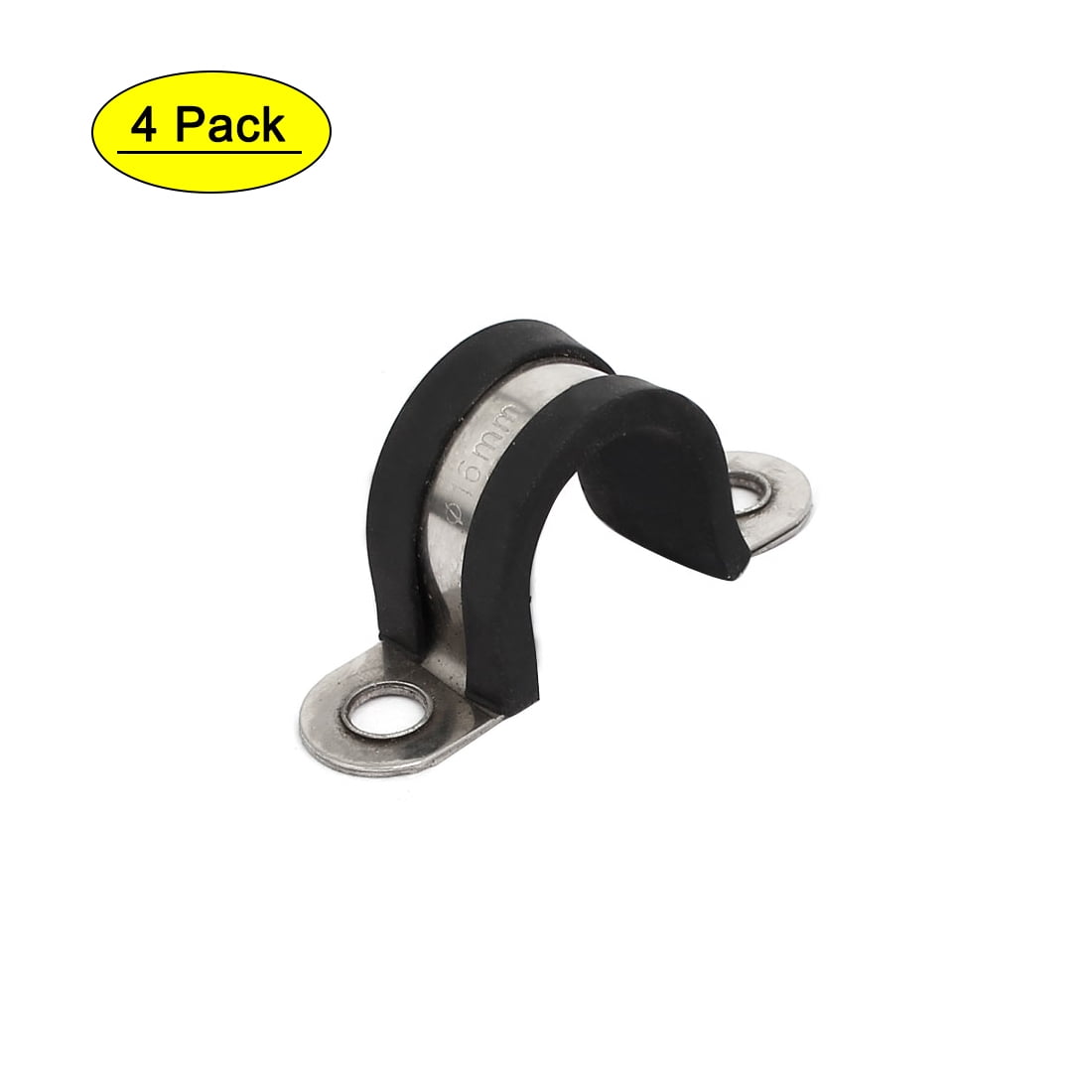 16mm Dia Rubber Lined U Shaped 304 Stainless Steel Pipe Clip Hose Clamp