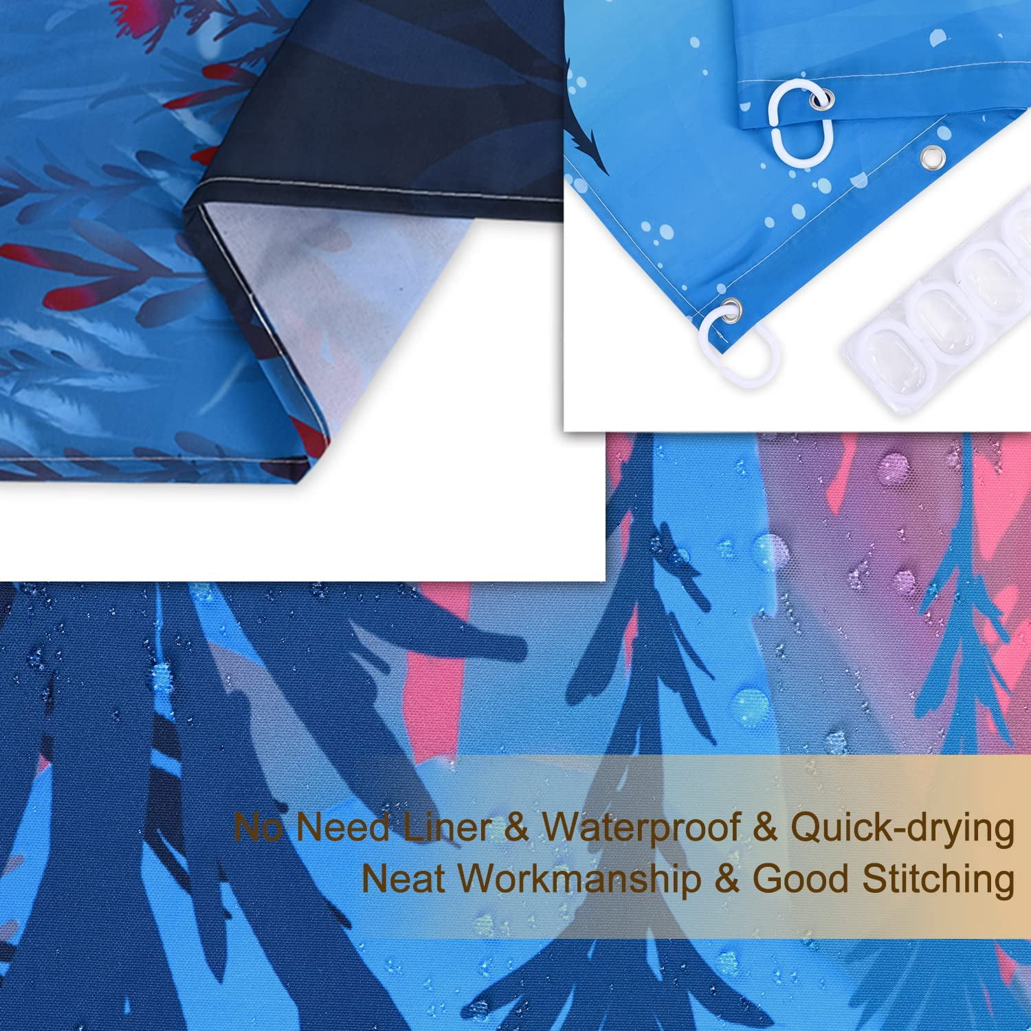 Stall Shower Curtain 36"x72" Inches Small Shower Curtain, Forest Mountain Shower Curtain Tree Shower Curtains for Bathroom, Nature Shower Curtain Hooks