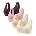thumbnail image 1 of Diufon 4 Pack Wide Strap Bra for Women Everyday Front Closure Wireless Full Coverage Bras Push Up Seamless Bra, 1 of 2