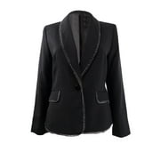 Kasper Women's Petite Chain-Trim One-Button Jacket (12P, Black)