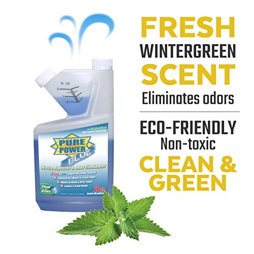 Valterra Pure Power Blue RV Holding Tank Treatment - 40 Oz Bottle, Controls Odor & Breaks Down Waste In Black & Gray Tanks