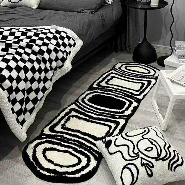 Cashmere Rugs for Bedroom Decoration Maison Strip Bedroom Bedside Foot Mat Fluffy Living Room Carpet Dense Tapete Infantil Rugs80x180cm Gao Jinjia LED