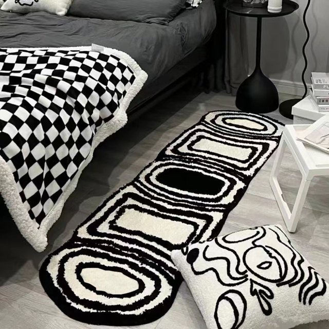 Cashmere Rugs for Bedroom Decoration Maison Strip Bedroom Bedside Foot Mat Fluffy Living Room Carpet Dense Tapete Infantil Rugs50x120cm Gao Jinjia LED