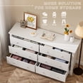 thumbnail image 7 of Vineego 47'' Wide Double Dresser, Rustic Modern Chest of 6 Drawers for Bedroom or Nursery Storage, White, 7 of 7