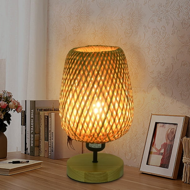 Small Desk Lamp Table Lamps Decorative Vintage Wooden With Shade Rustic Night Light Anti Slip Pad For Bedroom Study Room Cafe Bookcase E26 Blub Included Com Small Desk Lamp Table Lamps Decorative, Vintage Wooden Table Lamp Shade Glass