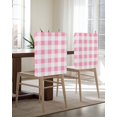 thumbnail image 5 of nqOlkjepod Pink Checkered Chair Covers Set of 6, Decorative Chair Back Cover, Pink White Buffalo Plaid Dining Room Chair Slipcovers Removable Chair Protectors Covers for Party Banquet, 5 of 7