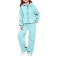 thumbnail image 5 of Angala 2 Piece Outfits For Girls Hooded Long Sleeve Sweatshirt With Wide Leg Pants Set Girls Autumn Daily Wear Clothes, 5 of 7