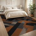 thumbnail image 3 of ODIKA 8'x10' Washable Area Rug Non-Shedding, Easy Care, Modern Brushstroke Art With Interlocking Geometric Accents Abstract Flowing for King Size Bedroom Under Bed, Master Suite, 3 of 7