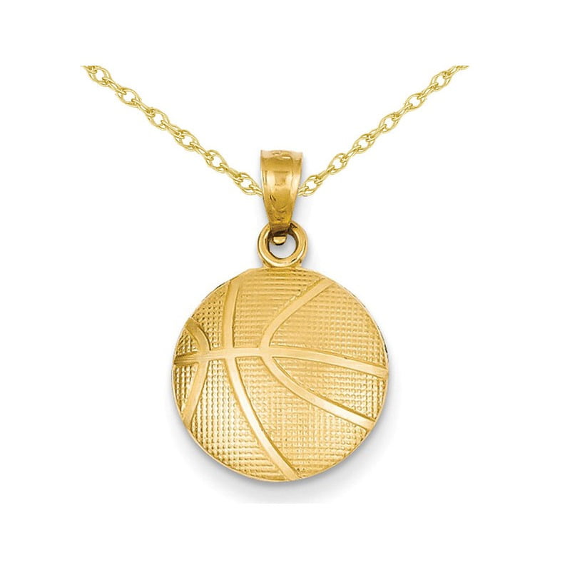 Basketball Pendant Necklace in 14K 