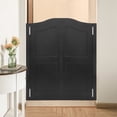 thumbnail image 6 of Black Solid Wood Interior Swinging Door 36" W x 42" H, Self-Closing Double-Action Saloon Doors with Hinges Hardware Entrance Partition for Cafe Stairs Hallway Kitchen Bar, 6 of 20