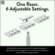 Rockwell Razors 6S Stainless Steel Adjustable Safety Razor for Men with 5 Razor Blades, Matte Silver