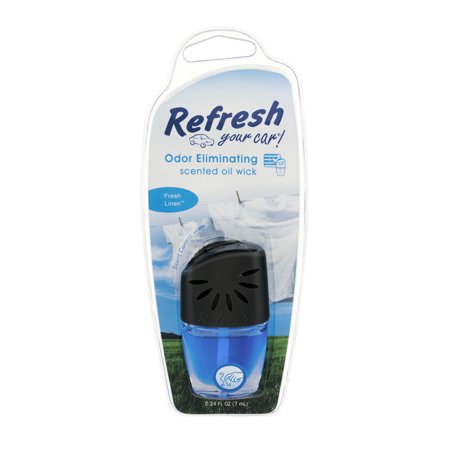 Refresh Your Car! Odor Eliminating Scented Oil Wick Fresh Linen, 0.24 FL OZ