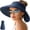 Blue, variant on Sun Hats for Women Wide Brim Roll-Up Beach Ponytail Hat Packable Foldable Travel Straw Visor