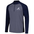 thumbnail image 2 of Men's Levelwear Navy Atlanta Braves Charter Striped Raglan Quarter-Zip Top, 2 of 3