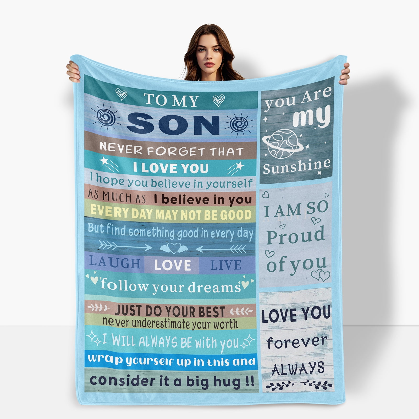 Encouraging Blue Fleece Blanket For Son Thoughtful Gift Filled With Hope And Aspirations Sofa Bed Travel Camping Polyester Throw Shipped From USA Soft Warm Comfortable Flannel Blanket Gift