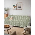thumbnail image 6 of Sage Green Spring Leaves Couch Cover for Dogs, Pastoral Botanical Striped Flowers Washable Sofa Covers Slipcover for Pets Dogs Futon Cover, Couch Recliner Covers, Oversized Chair Slipcover 71"x91", 6 of 9