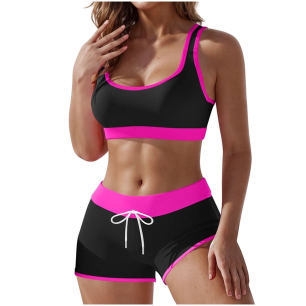Tops de Color Sólido para las Mujeres, Traje de Baño de Dos Piezas para la Playa Del Verano Y la Piscina