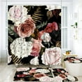 Beautiful Big Flowers Shower Curtains with Flower Bathroom Curtain Set