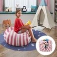 thumbnail image 4 of Inspired Home Bean Bag Cover Microfiber Striped 32"x32" Stuffed Animal Storage, 4 of 7