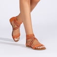 thumbnail image 4 of Sandals Women Dressy Summer Flat Strappy Cute Casual Beach shoes Gladiator Sandals Cute Strappy Sandals with Zipper Summer Shoes Orange Women Sandal, 4 of 6