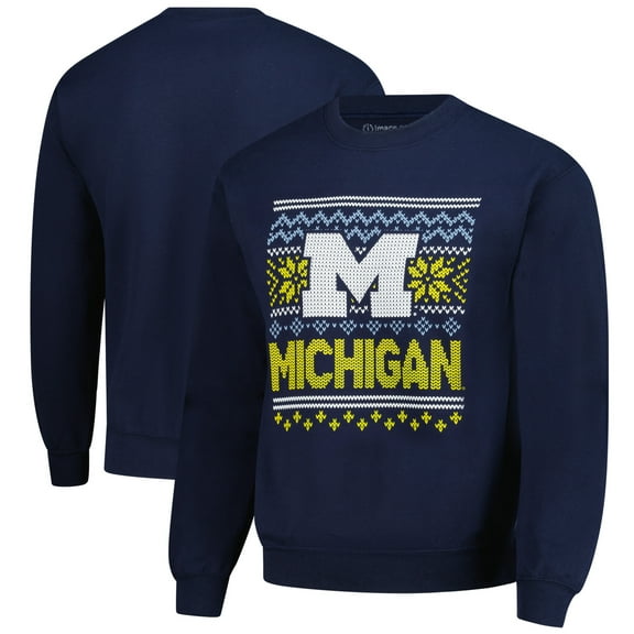 Men's  Navy Michigan Wolverines Holiday Fleece Sweatshirt