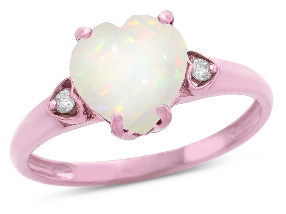 Star K - Star K Heart Shaped 8mm Genuine Opal Engagement Promise ...
