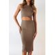 thumbnail image 5 of Vestido PRETTYGARDEN Midi Camel Ajustado sin Mangas con Corte S, 5 of 5