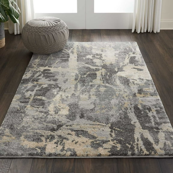 Nourison Fusion Abstract Grey 4' x 6' Area Rug, (4x6)