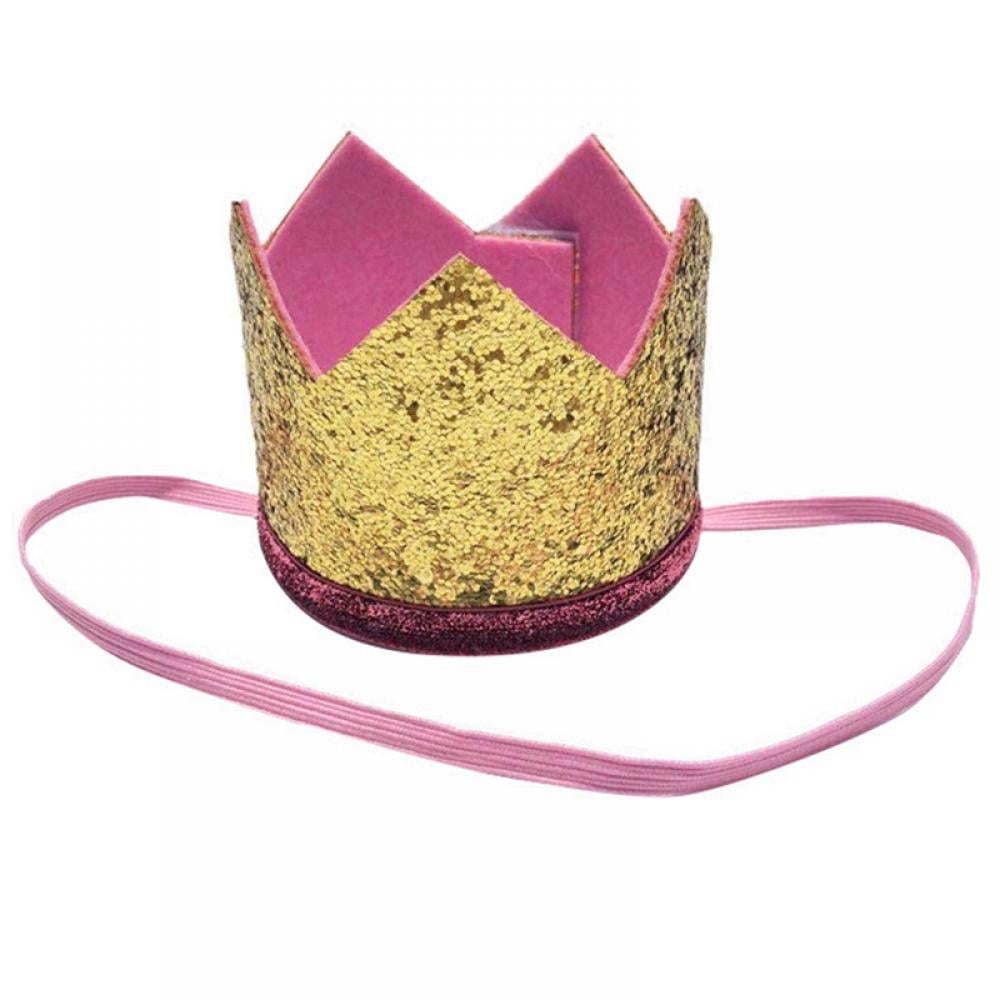 Pet Hair Clip Bown 4 Kinds of Sequins Like a Crown,for Dog and Cat Birthday Hat-Ballet Pink 1 pc