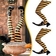 thumbnail image 2 of Set of 2 Halloween Witchs Legs, Wicked Witch Legs Props Plush Witch Legs with Shoes for Halloween Wreath Crafts Car Trunk,Outdoor Party Haunted House Garden Decor,2 Colors(Yellow), 2 of 7